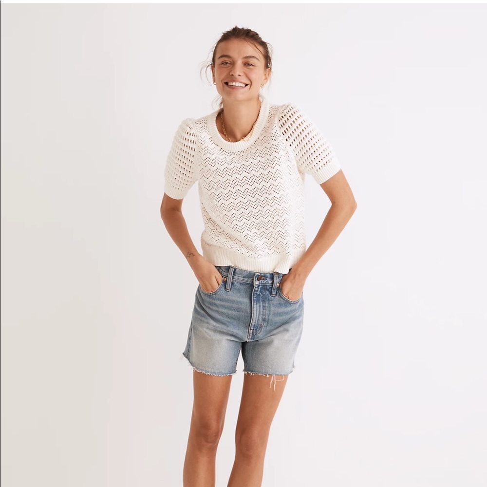 madewell relaxed mid length denim shorts kelton wash